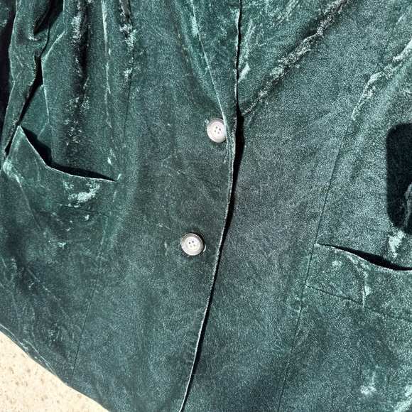 Washable Coldwater Creek Crushed Velvet Dark Green Velvet Blazer - 14 - Picture 6 of 16